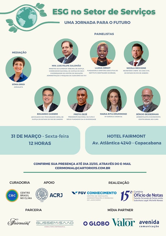 Read more about the article Evento reúne lideranças para discutir o ESG no setor de serviços no dia 31 de março no Fairmont Hotel