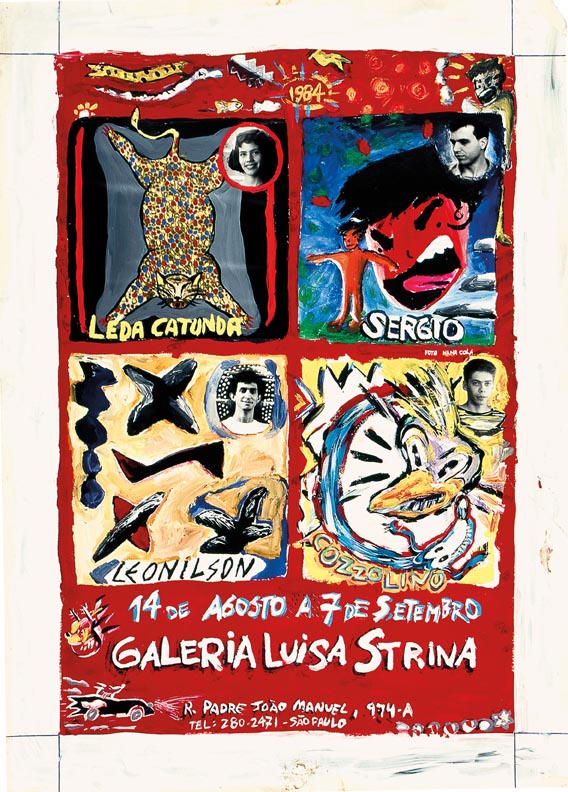 LEONILSON [JOSÉ LEONILSON BEZERRA DIAS] (1957-1993) Projeto para cartaz Leda Catunda, Sergio, Leonilson, Ciro Cozzolino, na Galeria Luisa Strina, 1984