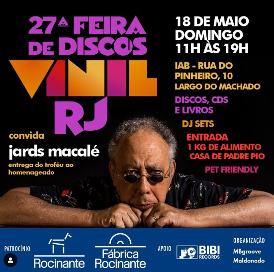 Read more about the article Feira de Vinil do Rio faz sua primeira edição do ano homenageando Jards Macalé e recebendo a cantora Joyce, no IAB dia 18/5